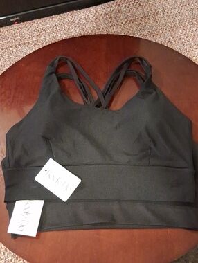 Two Strappy Back Black Size Large Sports Bras By Body Up New With Tags